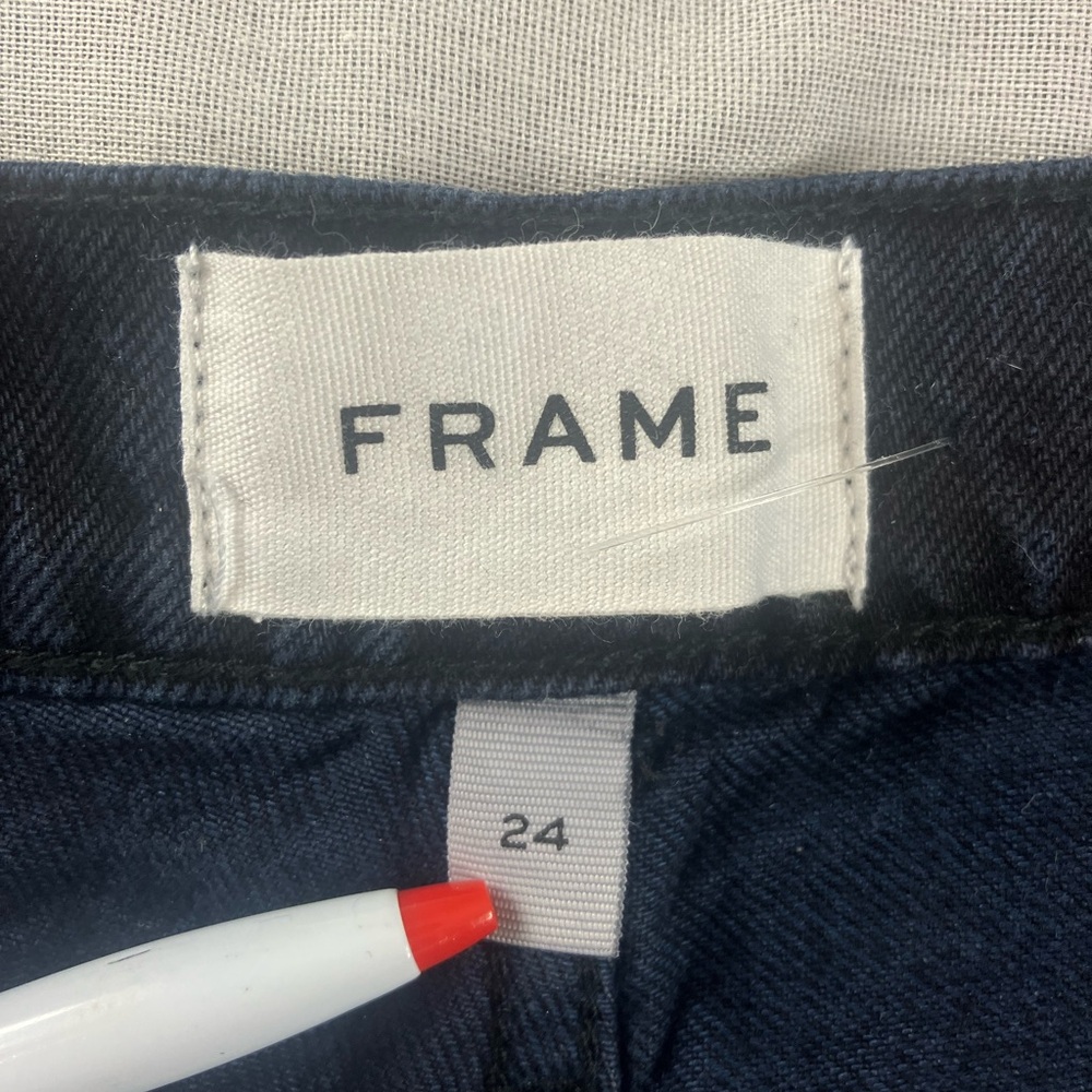 Frame Black Le Pixie High Rise Baggy Raw Released Hem Jeans 24  x 28 inseam - Picture 8 of 11